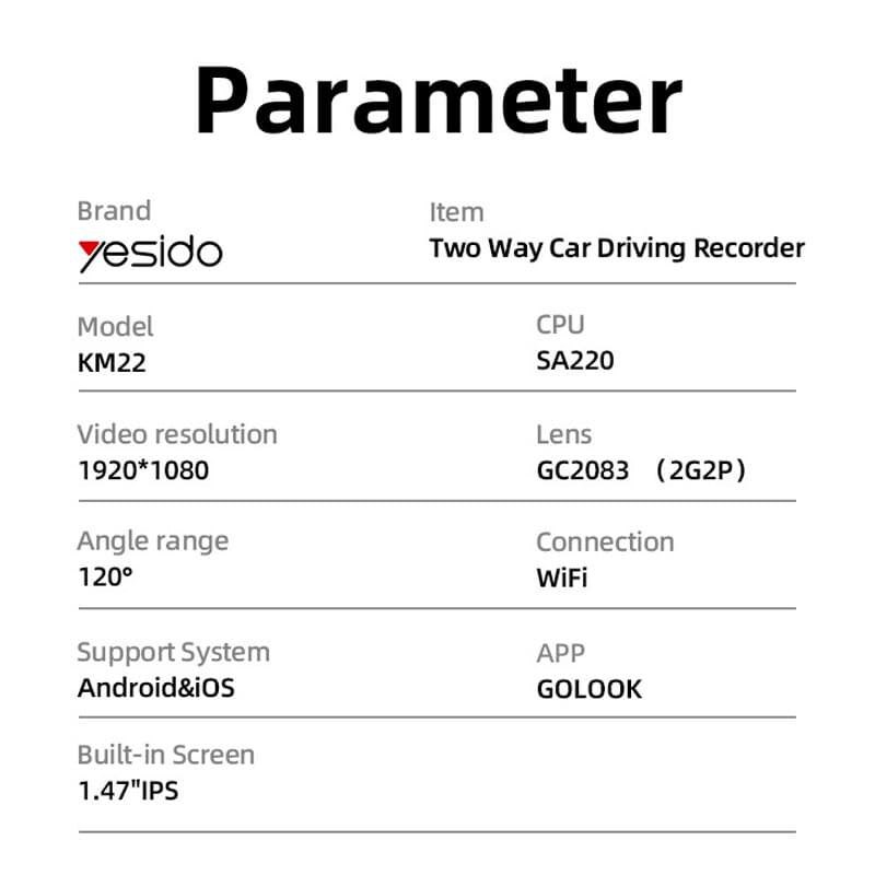 دوربین ثبت وقایع خودرو یسیدو مدل YESIDO KM22