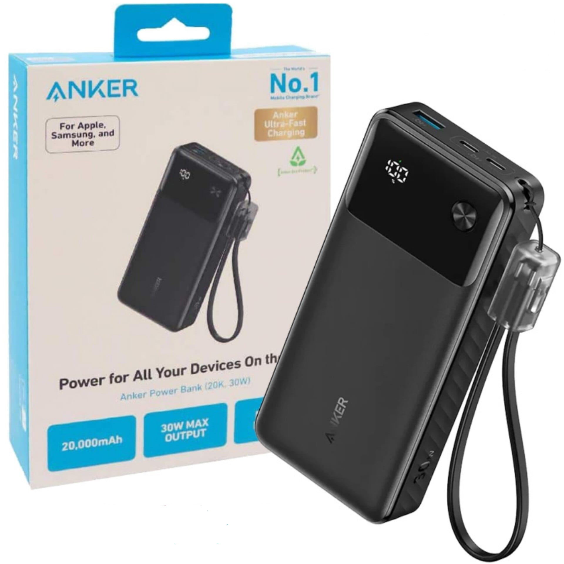 جعبه و محتویات بسته پاوربانک انکر A1384