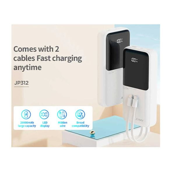 پاوربانک جووی JP312 در حال شارژ گوشی با کابل داخلی